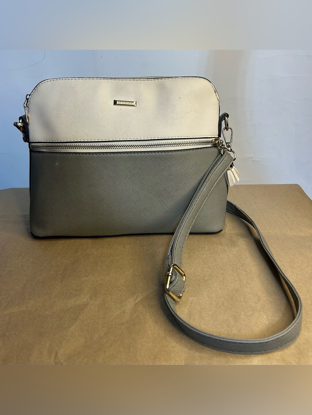 Elim & Paul White & Grey Crossbody Purse